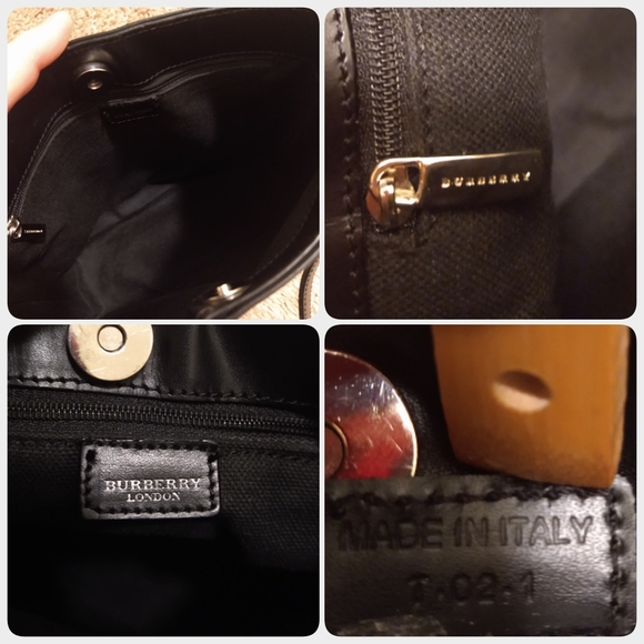 Authentic Burberry Canvas Shoulder Bag Handbag Purse - Picture 5 of 8